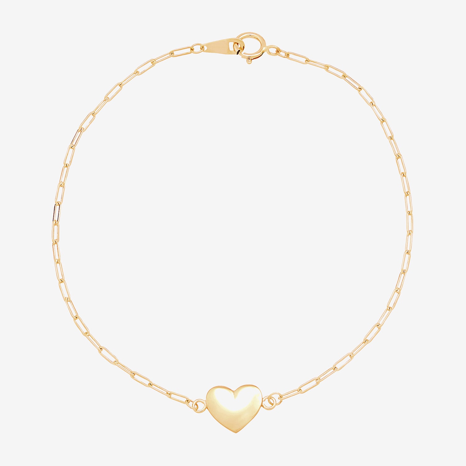 Gold Addiction Womens 10K Gold 7.25 Inch Solid Heart Chain Bracelet