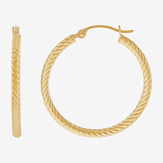 Womens 10K Gold 25mm Hoop Earrings