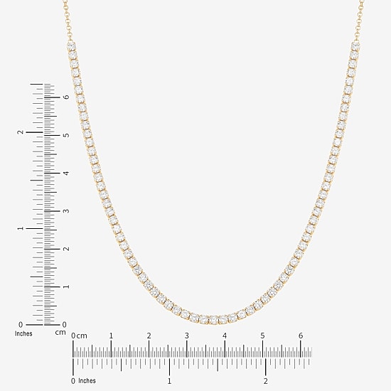 Silver Addiction Womens White Cubic Zirconia 14K Gold Over Silver 18 Inch Tennis Necklace