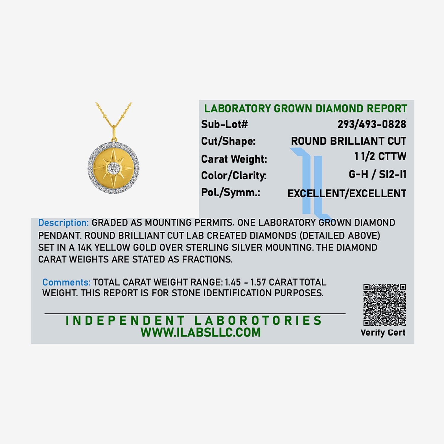 Diamond Addiction (G-H / Si2-I1) Womens 1/ CT. T.W. Lab Grown White Diamond 14K Gold Over Silver Inch Pendant Necklace