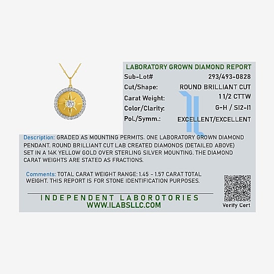 Diamond Addiction (G-H / Si2-I1) Womens 1 1/2 CT. T.W. Lab Grown White Diamond 14K Gold Over Silver 20 Inch Pendant Necklace