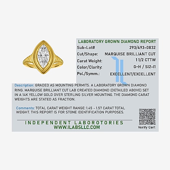 Diamond Addiction (G-H / Si2-I1) Womens 1 1/2 CT. T.W. Lab Grown White Diamond 14K Gold Over Silver Marquise Cocktail Ring