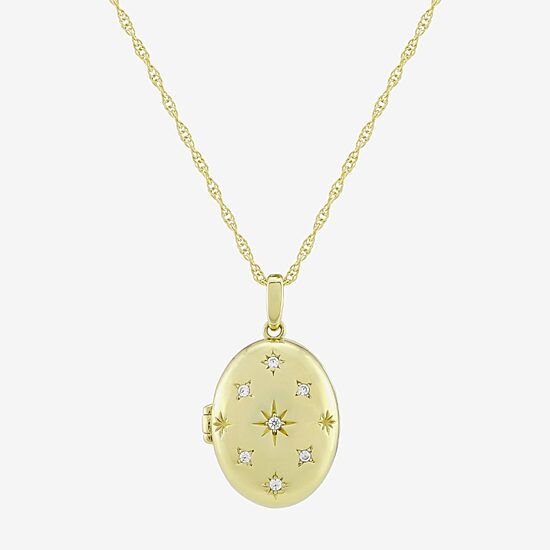 (H-I / Si1) Womens 1/10 CT. T.W. Lab Grown White Diamond 14K Gold Over Silver Oval 18 Inch Pendant Necklace