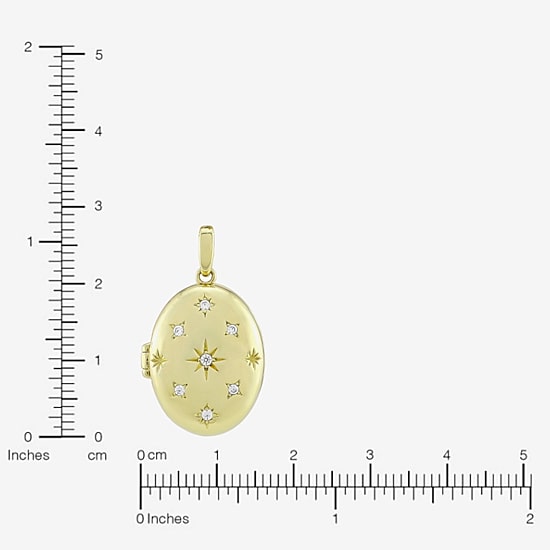 (H-I / Si1) Womens 1/10 CT. T.W. Lab Grown White Diamond 14K Gold Over Silver Oval 18 Inch Pendant Necklace