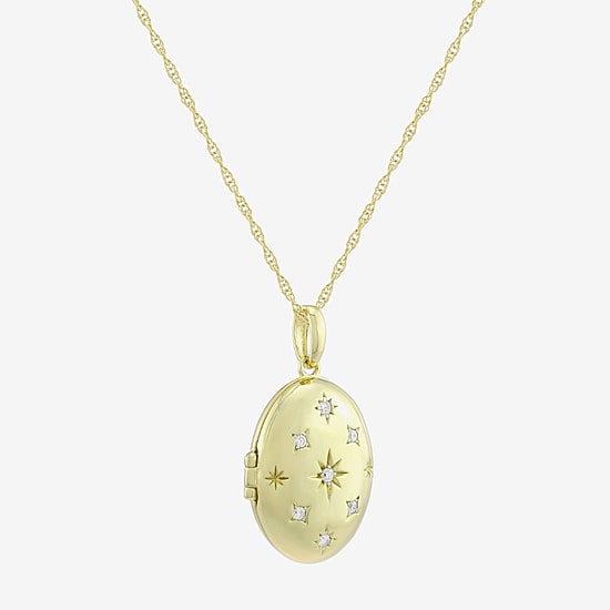 (H-I / Si1) Womens 1/10 CT. T.W. Lab Grown White Diamond 14K Gold Over Silver Oval 18 Inch Pendant Necklace