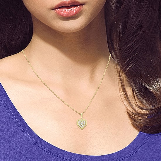 (H-I / Si1) Womens 1/4 CT. T.W. Lab Grown White Diamond 14K Gold Over Silver Heart 18 Inch Pendant Necklace