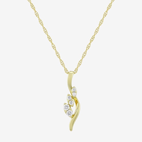 (H-I / Si1) Womens 1/8 CT. T.W. Lab Grown White Diamond 14K Gold Over Silver 18 Inch Pendant Necklace