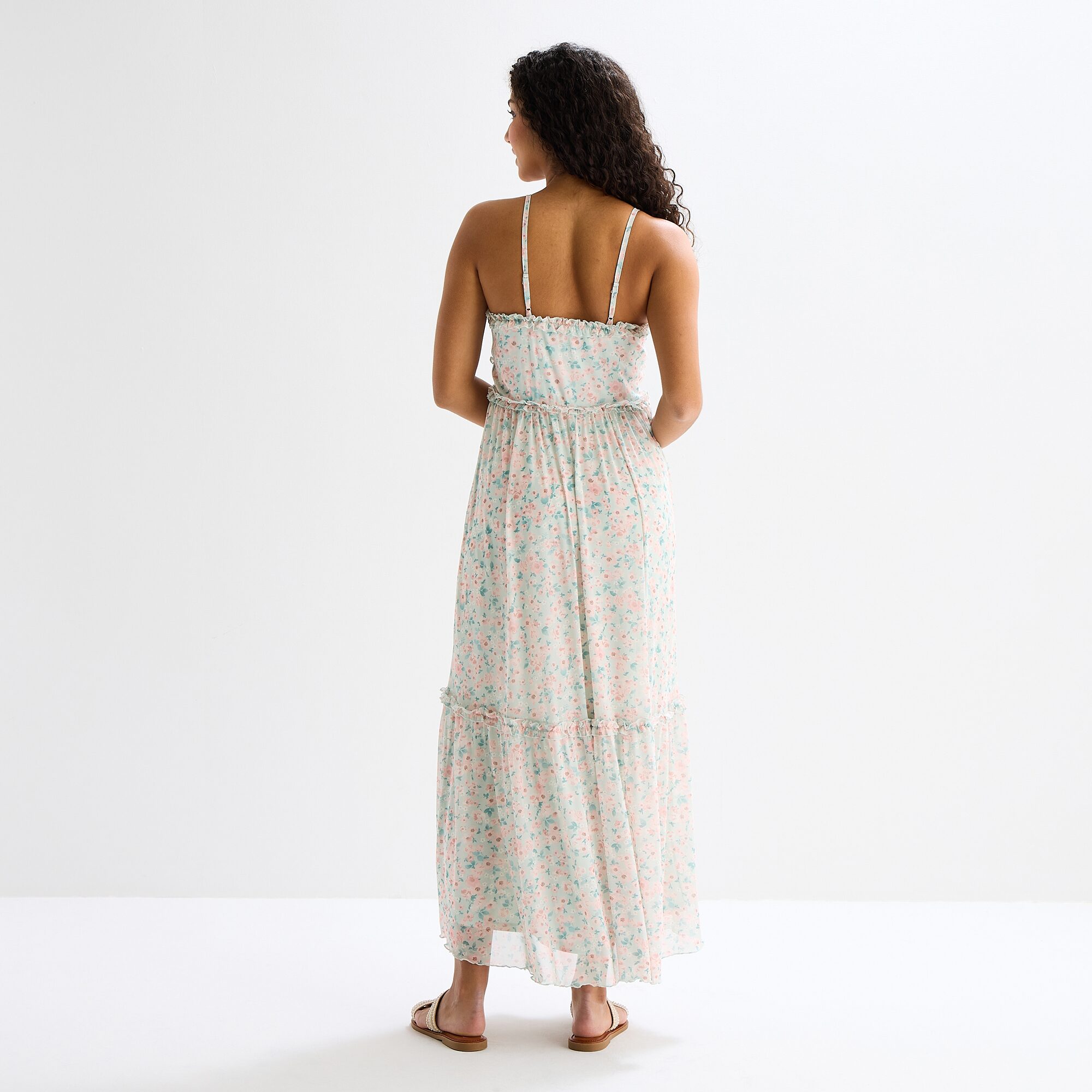 Arizona Womens Juniors V Neck Sleeveless Spaghetti Straps Maxi Dress