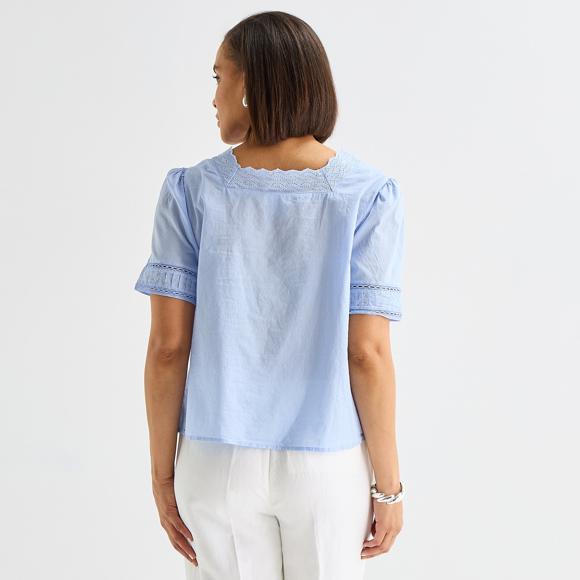 Liz Claiborne Womens Square Neck Short Sleeve Blouse
