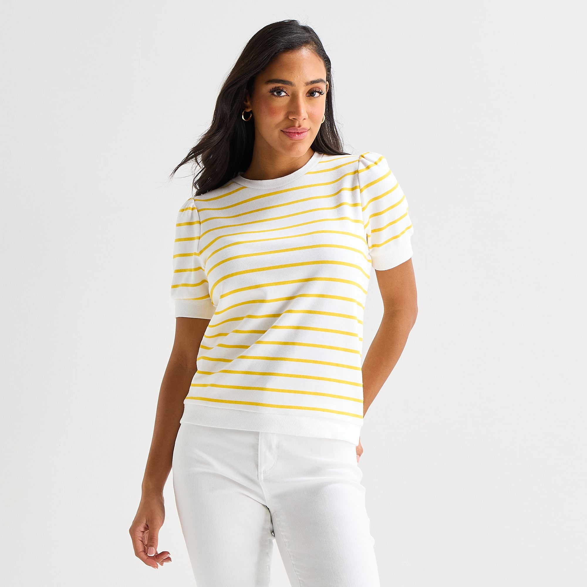 St. John's Bay Womens Crew Neck Short Sleeve Sweatshirt