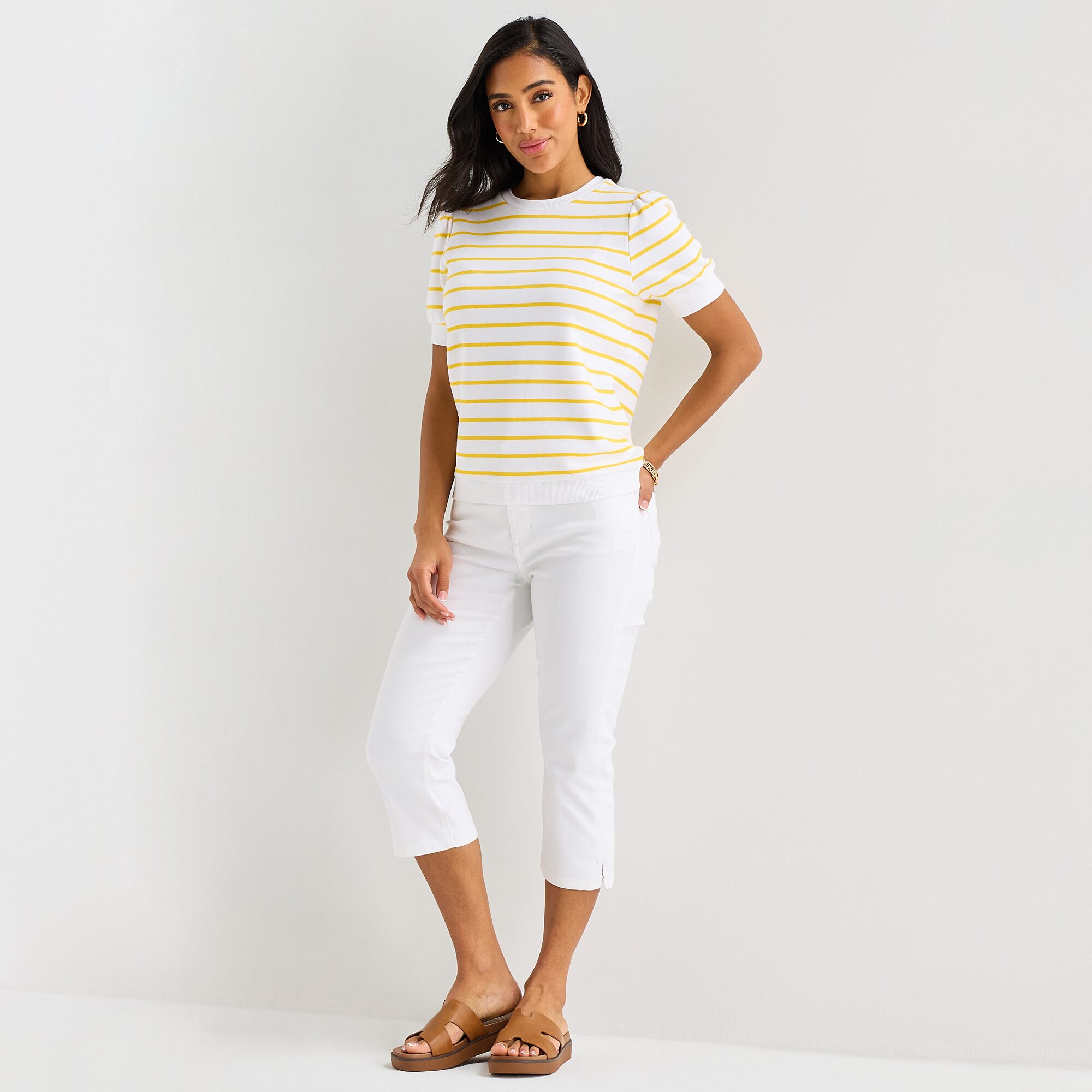 St. John's Bay Womens Crew Neck Short Sleeve Sweatshirt