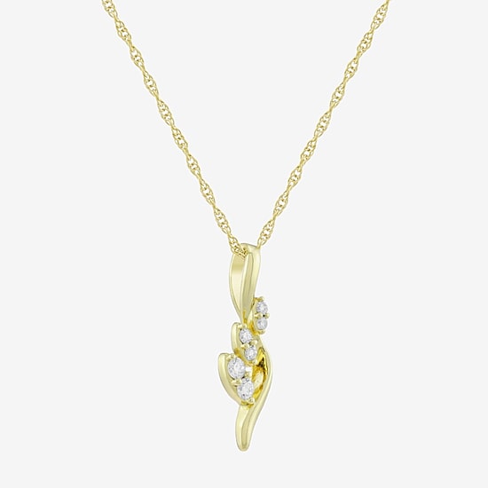 (H-I / Si1) Womens 1/8 CT. T.W. Lab Grown White Diamond 14K Gold Over Silver 18 Inch Pendant Necklace