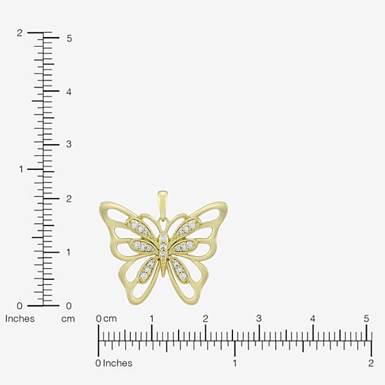 (H-I / Si1) Womens 1/6 CT. T.W. Lab Grown White Diamond 14K Gold Over Silver Butterfly 18 Inch Pendant Necklace