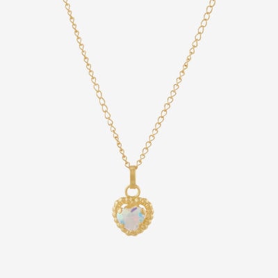 Limited Quantities! Girls White Cubic Zirconia 14K Gold Heart 13 Inch Pendant Necklace