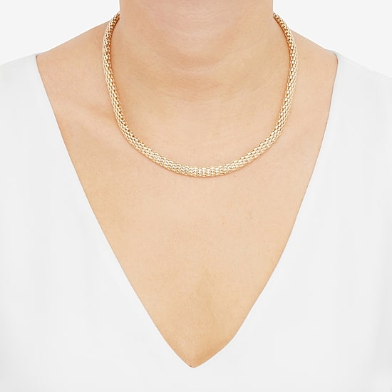 Limited Quantities! Womens 10K Gold 18 Inch Popcorn Chain Necklace