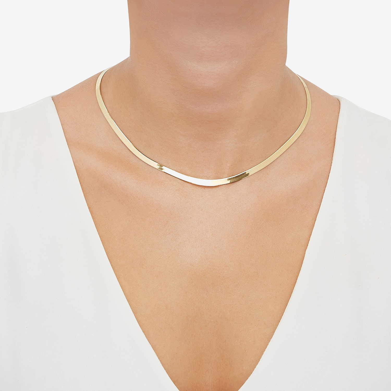 Limited Quantities! Womens 10K Gold 18 Inch Herringbone Chain Necklace