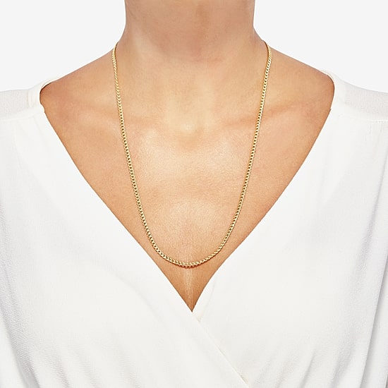 Limited Quantities! Womens 10K Gold 22 Inch Curb Chain Necklace