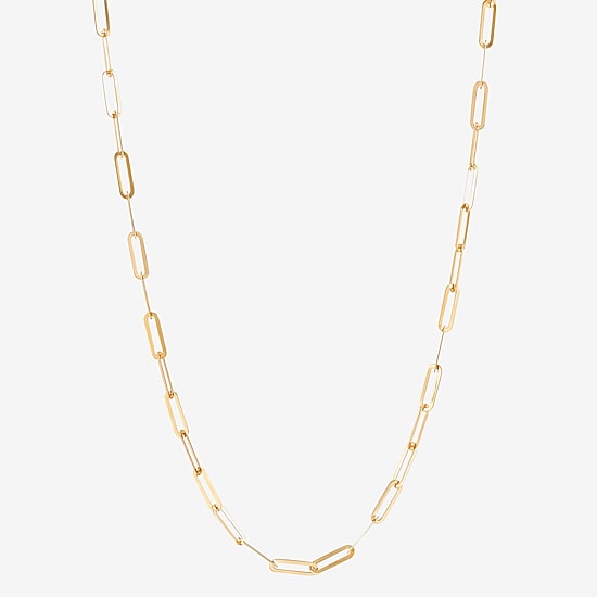 Limited Quantities! Womens 14K Gold 18 Inch Paperclip Chain Necklace