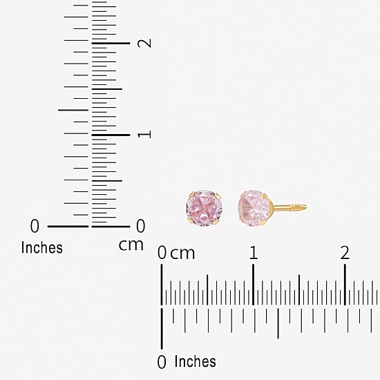 Limited Quantities! Pink Cubic Zirconia 14K Gold 4mm Round Stud Earrings
