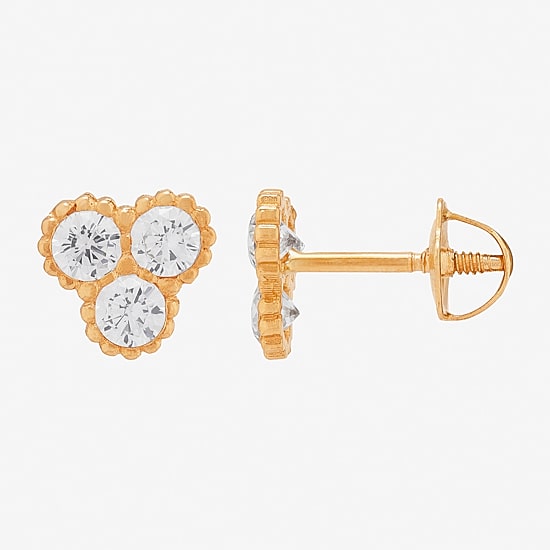 Limited Quantities! White Cubic Zirconia 14K Gold 5.3mm Stud Earrings