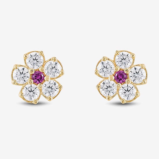 Limited Quantities! White Cubic Zirconia 14K Gold 5.4mm Flower Stud Earrings