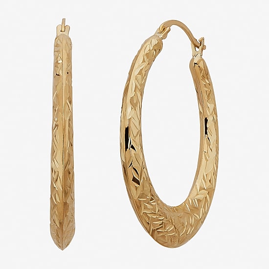 Limited Quantities! Womens 10K Gold 27.6mm Hoop Earrings