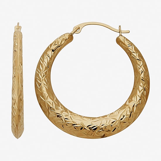 Limited Quantities! Womens 10K Gold 27.6mm Hoop Earrings