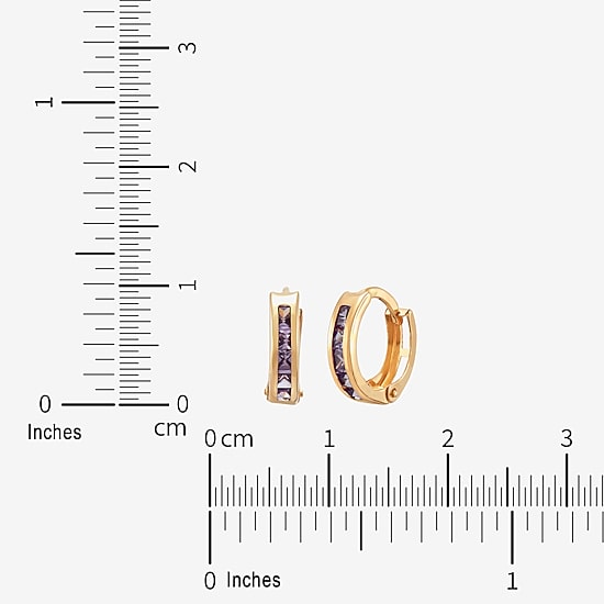 Limited Quantities! Girls Purple Cubic Zirconia 14K Gold 9.5mm Hoop Earrings