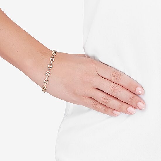 Limited Quantities! Womens 14K Gold 7.25 Inch Hollow Mariner Chain Bracelet