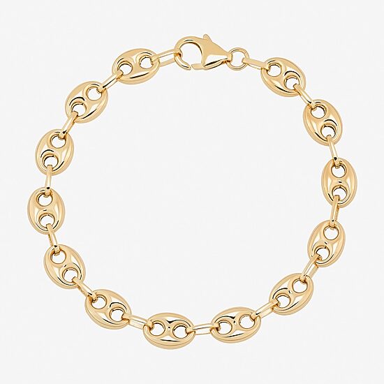 Limited Quantities! Womens 14K Gold 7.25 Inch Hollow Mariner Chain Bracelet