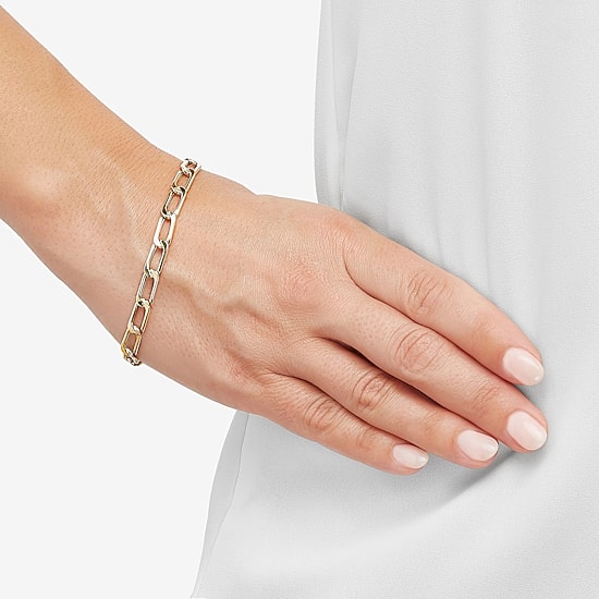 Limited Quantities! Womens 14K Gold 7.5 Inch Hollow Link Chain Bracelet