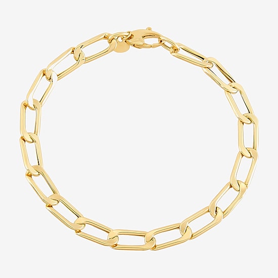 Limited Quantities! Womens 14K Gold 7.5 Inch Hollow Link Chain Bracelet