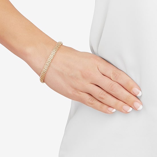 Limited Quantities! Womens 10K Gold 7.25 Inch Hollow Popcorn Chain Bracelet