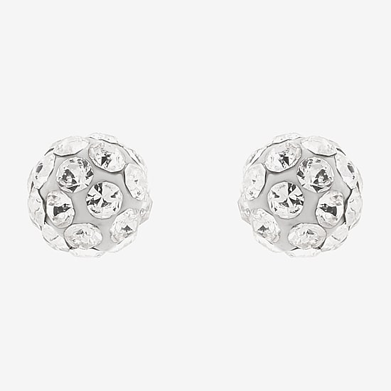 Limited Quantities! White Crystal 14K Gold 3.8mm Ball Stud Earrings