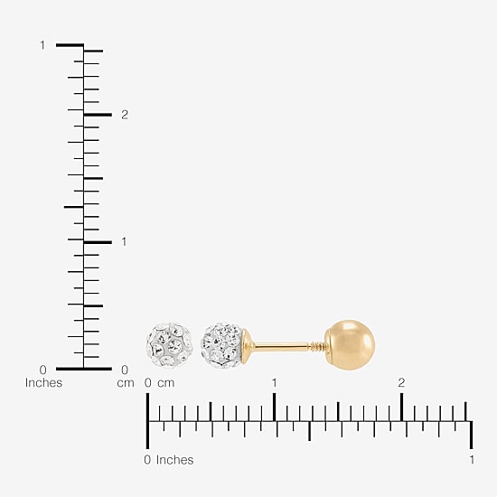 Limited Quantities! White Crystal 14K Gold 3.8mm Ball Stud Earrings