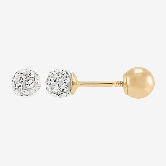 Limited Quantities! White Crystal 14K Gold 3.8mm Ball Stud Earrings