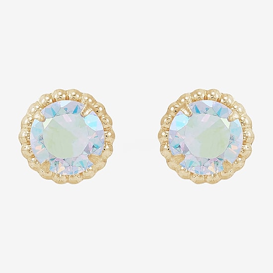 Limited Quantities! White Cubic Zirconia 14K Gold 6mm Stud Earrings