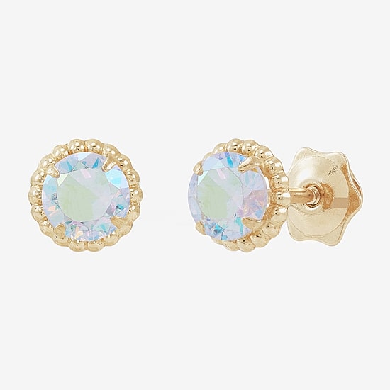 Limited Quantities! White Cubic Zirconia 14K Gold 6mm Stud Earrings