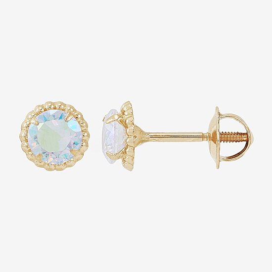 Limited Quantities! White Cubic Zirconia 14K Gold 6mm Stud Earrings