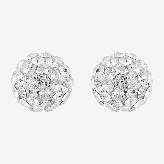 Limited Quantities! White Crystal 14K Gold 6.8mm Ball Stud Earrings