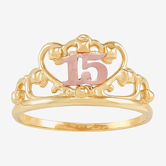 Limited Quantities! Quinceañera Womens 14K Gold Crown Cocktail Ring