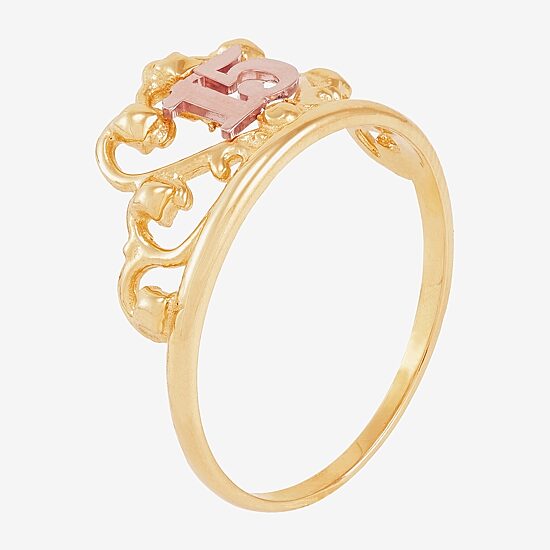 Limited Quantities! Quinceañera Womens 14K Gold Crown Cocktail Ring
