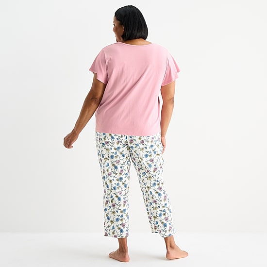 Liz Claiborne Womens V-Neck Short Sleeve 2-pc. Pajama Set