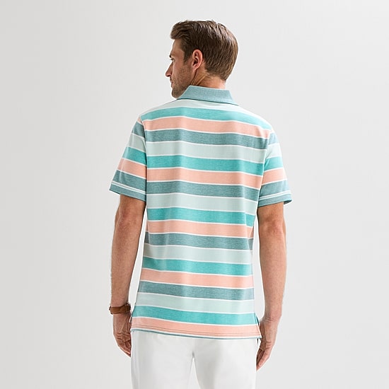 St. John's Bay Essential Striped Oxford Mens Slim Fit Short Sleeve Polo Shirt