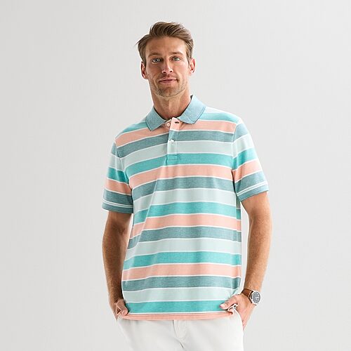 St. John's Bay Essential Striped Oxford Mens Slim Fit Short Sleeve Polo Shirt, X-large, Green