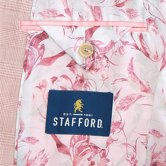 Stafford Linen Cotton Blend Mens Plaid Classic Fit Sport Coat