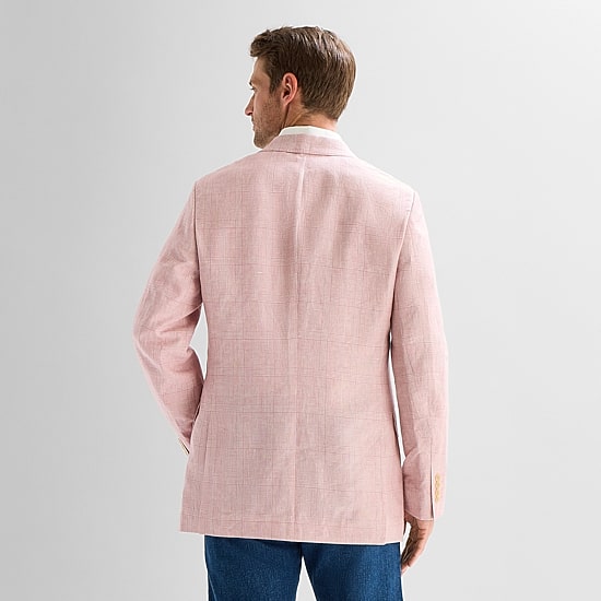 Stafford Linen Cotton Blend Mens Plaid Classic Fit Sport Coat