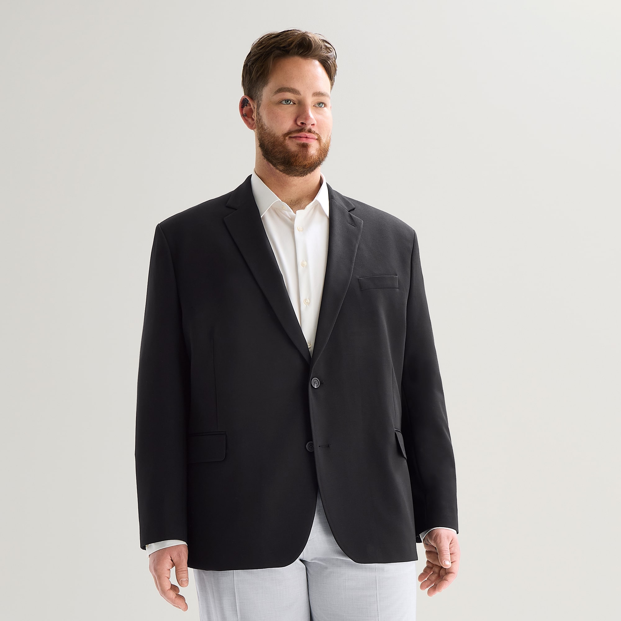 J. Ferrar 360 Stretch Knit Texture Mens Big and Tall Fabric Regular Fit Sport Coat