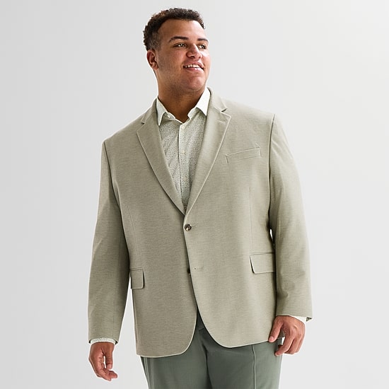J. Ferrar 360 Stretch Knit Texture Mens Big and Tall Stretch Fabric Regular Fit Sport Coat