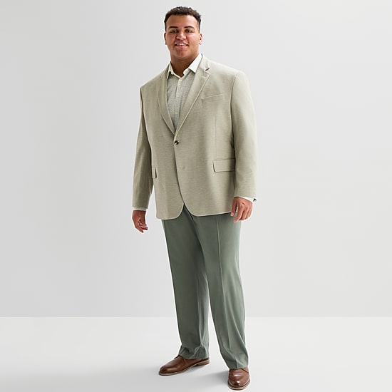 J. Ferrar 360 Stretch Knit Texture Mens Big and Tall Stretch Fabric Regular Fit Sport Coat